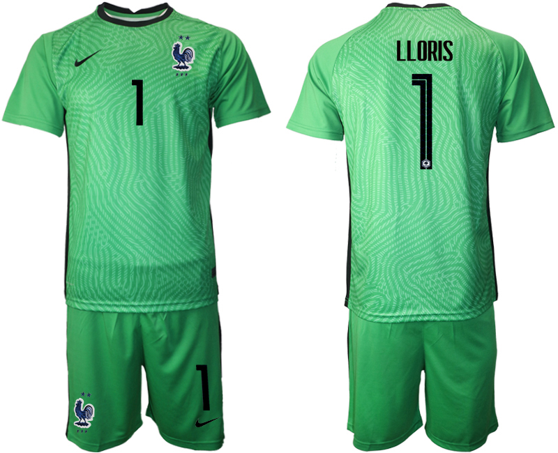 Men 2021 France green goalkeeper #1 soccer jerseys